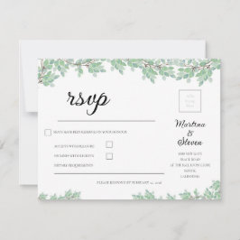 Tarjeta De Confirmación De Asistencia Rustic Modern Eucalyptus Greenery Wedding