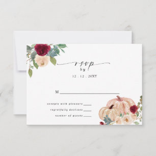 Tarjeta De Confirmación De Asistencia Rustic Modern Pumpkins Country Fall Wedding