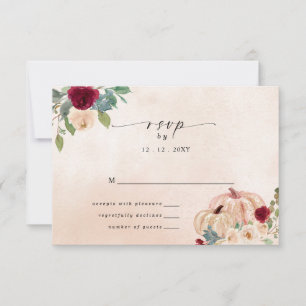Tarjeta De Confirmación De Asistencia Rustic Modern Pumpkins Country Fall Wedding