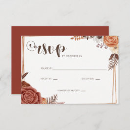 Tarjeta De Confirmación De Asistencia Rustic Modern Script manuscrito Fall Wedding