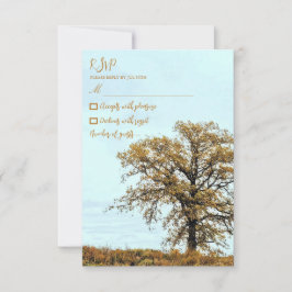 Tarjeta De Confirmación De Asistencia Rustic Oak Tree Autumn Wedding