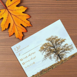 Tarjeta De Confirmación De Asistencia Rustic Oak Tree Autumn Wedding