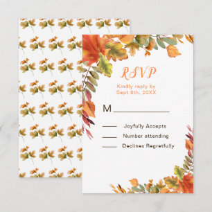 Tarjeta De Confirmación De Asistencia Rustic Otoño Fall Sale de la recepción de bodas