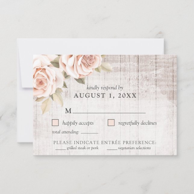 Tarjeta de confirmación de asistencia Rustic Wood  (Anverso)