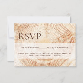 Tarjeta De Confirmación De Asistencia Rustic Wood Slice Tree Ring Wedding reserved seats
