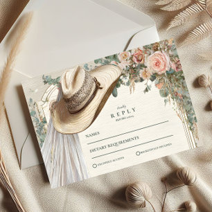 Tarjeta De Confirmación De Asistencia Rústica niña Gorra Boda de encaje