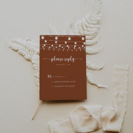 Tarjeta De Confirmación De Asistencia Rústica String ilumina la caligrafía de Terracotta