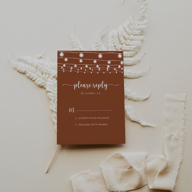 Tarjeta De Confirmación De Asistencia Rústica String ilumina la caligrafía de Terracotta (Subido por el creador)