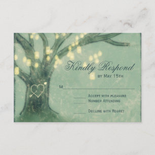 Tarjeta De Confirmación De Asistencia Rústico Árbol Mason Jar Encendido Boda Tarjeta RSV