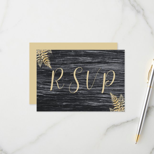 Tarjeta De Confirmación De Asistencia Rústico Barn Golden Moments Boda de amor eterno (Anverso/Reverso In Situ)