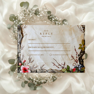 Tarjeta De Confirmación De Asistencia Rústico Boda de Berry en otoño