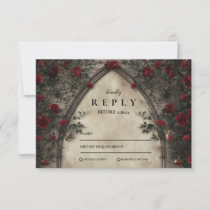 Tarjeta De Confirmación De Asistencia Rústico Boda Floral Antler Woodland