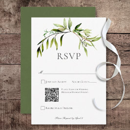 Tarjeta De Confirmación De Asistencia Rústico código QR para el Boda de energía vegetal 
