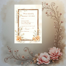 Tarjeta De Confirmación De Asistencia rústico elegante floral neutro
