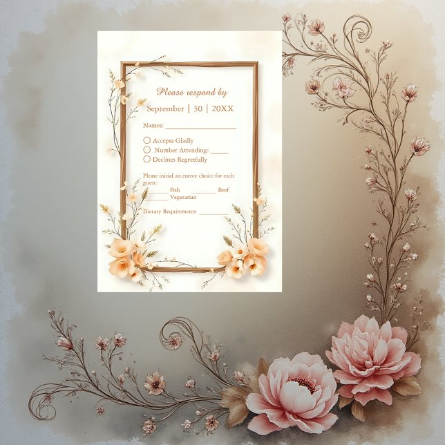 Tarjeta De Confirmación De Asistencia rústico elegante floral neutro (Subido por el creador)