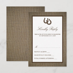 Tarjeta De Confirmación De Asistencia Rústico Herradura Del País En El Boda Burlap