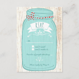 Tarjeta De Confirmación De Asistencia Rústico Mason Jar en Bark Boda ilustrado