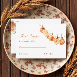 Tarjeta De Confirmación De Asistencia Rústico otoño Boho Dried Naranja Garland Boda
