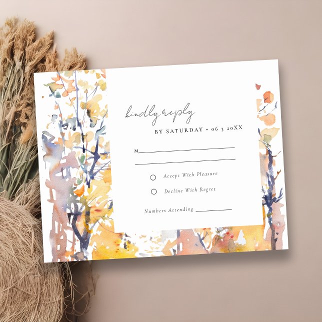 Tarjeta De Confirmación De Asistencia Rústico Pastel Fall Boda paisajístico de otoño (Subido por el creador)