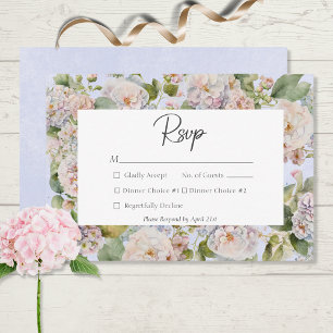 Tarjeta De Confirmación De Asistencia Rústico Pastel Hydrangea Monograma Floral Periwink