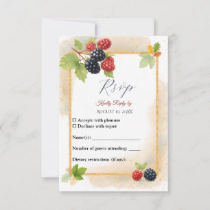 Tarjeta De Confirmación De Asistencia Rústico romántico otoño Boda de Berry de vuelta