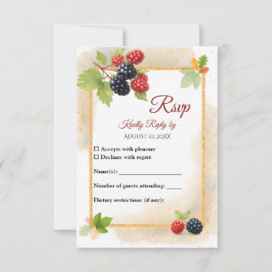 Tarjeta De Confirmación De Asistencia Rústico romántico otoño Boda de Berry de vuelta