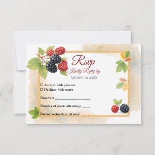 Tarjeta De Confirmación De Asistencia Rústico romántico otoño Boda de Berry de vuelta