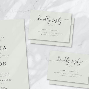 Tarjeta De Confirmación De Asistencia Sage Bohemian Script Simple Boda Moderno