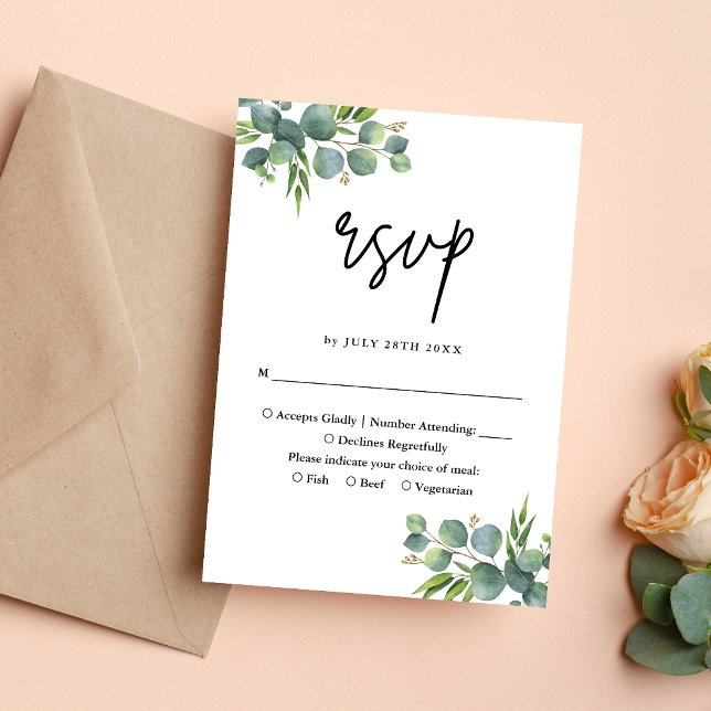 Tarjeta De Confirmación De Asistencia Sage Eucalyptus Woodland Boda (Subido por el creador)