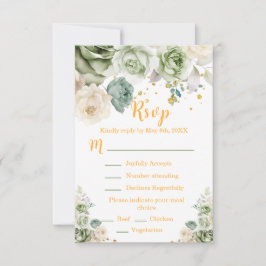 Tarjeta De Confirmación De Asistencia Sage Green and Cream Floral Sweet Sixteen