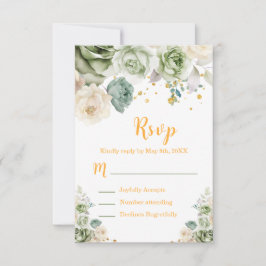 Tarjeta De Confirmación De Asistencia Sage Green and Cream Floral Sweet Sixteen