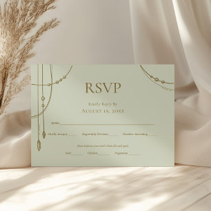 Tarjeta De Confirmación De Asistencia Sage Green Boho Boda de cuentas rapadas