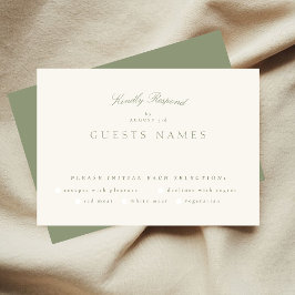 Tarjeta De Confirmación De Asistencia Sage Green Cream Elegant Script Formal Al Boda