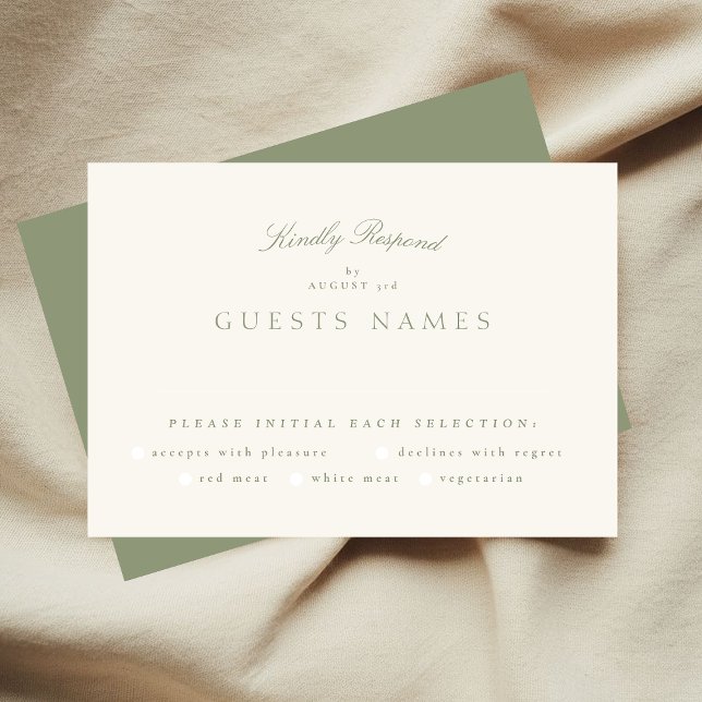 Tarjeta De Confirmación De Asistencia Sage Green Cream Elegant Script Formal Al Boda (Subido por el creador)