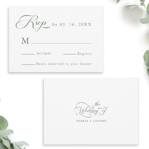 Tarjeta De Confirmación De Asistencia Sage Green Delicate Elegant Wedding