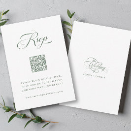 Tarjeta De Confirmación De Asistencia Sage Green Delicate Elegante Boda de Guión
