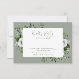 Tarjeta De Confirmación De Asistencia Sage Green Elegant Boda Botánico Floral