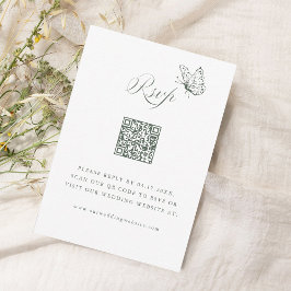 Tarjeta De Confirmación De Asistencia Sage Green Elegant Calligraphy Wedding QR Code
