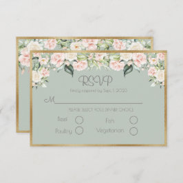 Tarjeta De Confirmación De Asistencia Sage Green Floral Elegante Script Wedding
