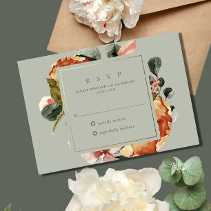 Tarjeta De Confirmación De Asistencia Sage Green Floral Garden Wedding