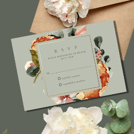 Tarjeta De Confirmación De Asistencia Sage Green Floral Garden Wedding