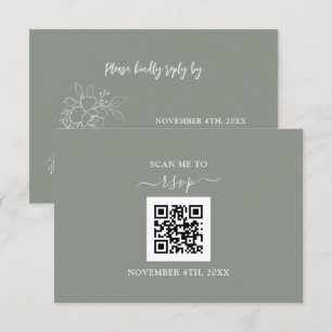 Tarjeta De Confirmación De Asistencia Sage Green Floral QR Code Añadir tu Boda de URL