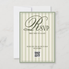 Tarjeta De Confirmación De Asistencia Sage Green Ivory Striped Luxury Wedding