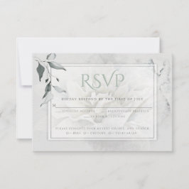 Tarjeta De Confirmación De Asistencia Sage Green Leafy Alabaster Dahlia Watercolor Wash