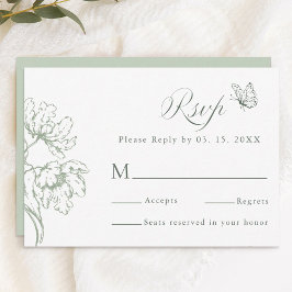 Tarjeta De Confirmación De Asistencia Sage Green Modern Classic Floral Wedding 