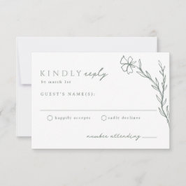 Tarjeta De Confirmación De Asistencia Sage Green Modern Stenciled Botanic