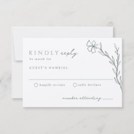Tarjeta De Confirmación De Asistencia Sage Green Modern Stenciled Botanic Kraft Brown
