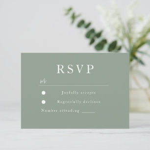Tarjeta De Confirmación De Asistencia Sage Green Moderno Boda y novia