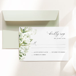 Tarjeta De Confirmación De Asistencia Sage Green Organic Greenery Wedding