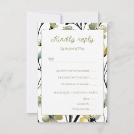Tarjeta De Confirmación De Asistencia Sage Green & Soft Yellow Botanical Wedding